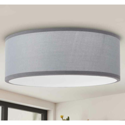 Lampadaraio Plafoniera in Tessuto 30cm Rotondo 2 Luci E14 Design Moderno Grigio en oferta