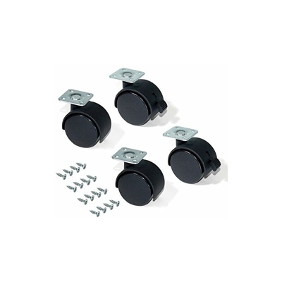 2036617 Set di 4 Rotelle Pivotanti Nere per Mobile con Piastra di Assemblaggio e Cuscinetto a Sfere, Diametro 50 mm, Nero, 50mm - Emuca