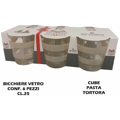 Bicchiere Acqua Cf.6Pz. Cc.250 Cube Pasta Tortora