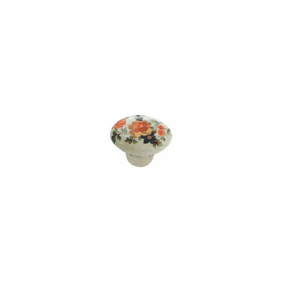 Pomelli per mobili in ceramica ovale con fiore