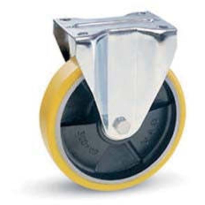 Ruota Fissa in Poliuretano per Carrelli Ø 125 mm Piastra 100x85 mm Avo