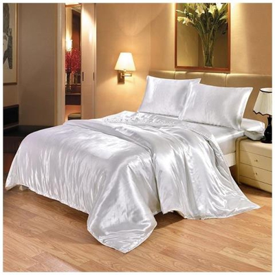 Set Di Biancheria Da Letto Di Seta Di Lusso 4 Pezzi Set Da Letto Matrimoniale In Raso Con Letto King Size Trapunta Trapunta Copripiumino Lenzuola Con Federe E Lenzuolo - Viola / Lenzuolo Piatto / Letto 1,3 M 4 Pezzi [ bianco / Lenzuolo Con Angoli / Letto