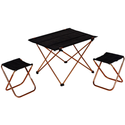 Dmora Mini set picnic pieghevole con 2 sgabelli e un piccolo tavolo, colore nero, tavolo: 41 x 56 x h39, Sgabello: 22 x 22 x h27 en oferta