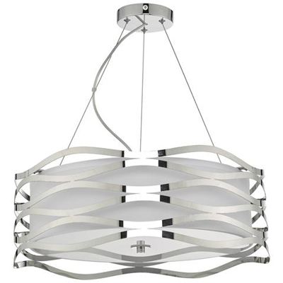 Lampada A Sospensione Cilindrica Cromo Lucido, 3x E27