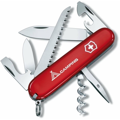 Coltello svizzero Victorinox Camper, con 13 funzioni, tra cui sega, apriscatole e cacciavite, rosso da campeggio