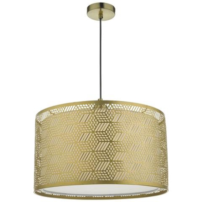 Lampada A Sospensione Cilindrica Easy Fit Con Paralume Color Oro