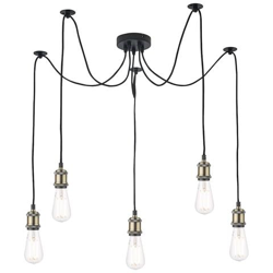 Lampada A Sospensione Ottone Antico Nero Opaco, 5x E27 características
