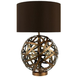 Lampada Da Tavolo Intrecciata A Sfera In Rame Antico Con Paralume Foderato Coordinato. características