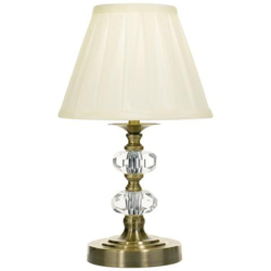 Lampada Da Tavolo Touch In Ottone Antico Cristallo Completa Di Paralume Tondo Rastremato características