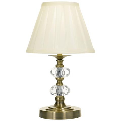 Lampada Da Tavolo Touch In Ottone Antico Cristallo Completa Di Paralume Tondo Rastremato