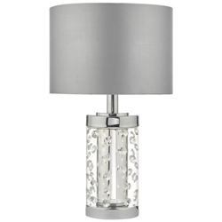 Lampada Da Tavolo Piccola Pol Chr E Cristallo Con Paralume Tondo A Tamburo características