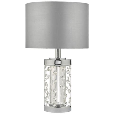 Lampada Da Tavolo Piccola Pol Chr E Cristallo Con Paralume Tondo A Tamburo