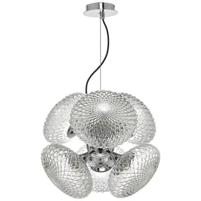 Lampada A Sospensione In Cromo Lucido E Vetro Trasparente, 6x G9