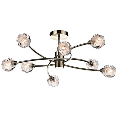 Plafoniera Da Semi-incasso In Ottone Antico, 8x G9