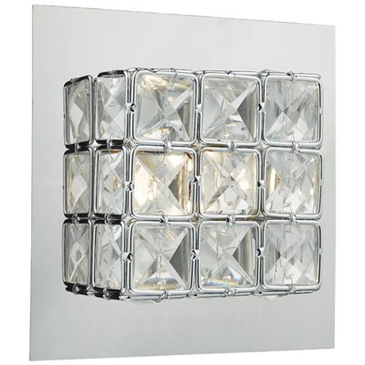 Applique Led A Quadretti In Vetro Sfaccettato Con Montatura In Cromo Lucido