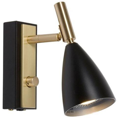 Applique Da Interno A 1 Luce Nera, Ottone