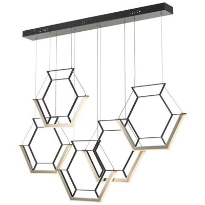 Lampada A Sospensione A Grappolo Esagonale Led Nera, 5x Led