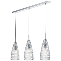 Lampada A Sospensione A Barra Dritta Cromo Lucido E Vetro Testurizzato, 3x E14 en oferta