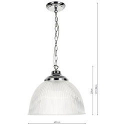 Cupola Lampadario Vetro Rigato Cromo Lucido, 1x E27 en oferta