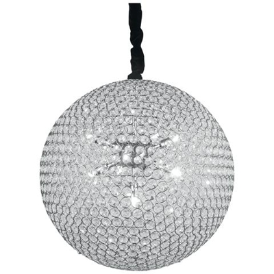 I-PLANET / S50 - Lampadario a sospensione cromato dalla forma a globo e cristalli illuminanti 28 watt G9