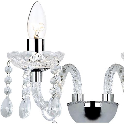 Candela Doppia Lampada Da Parete In Vetro Acrilico Cromato Lucido