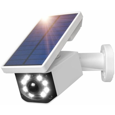 Telecamera finta con pannello solare sensore di movimento pir luce LED faretto