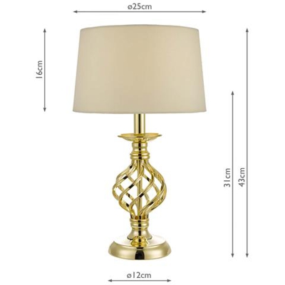 Lampada Da Tavolo Touch Con Base A Gabbia Dorata Completa Di Paralume Tondo Affusolato