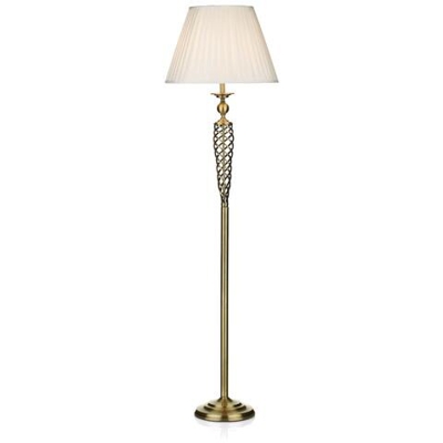 Lampada Da Terra Completa Di Paralume Tondo Rastremato In Ottone Antico