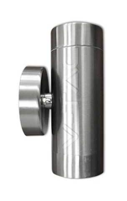 Portalampada da parete in acciaio inossidabile 2xgu10 230v ip44 mod. Vt-7642 sku 7507 alluminio