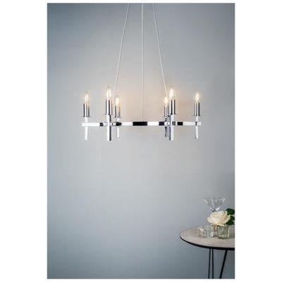 Lampada A Sospensione Cromo Lucido, 6x E14