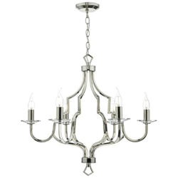 Lampada A Sospensione Nichel Lucido E Cristallo, 6x E14 en oferta