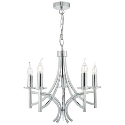 Lampada A Sospensione In Cromo Lucido E Cristallo, 5x E14