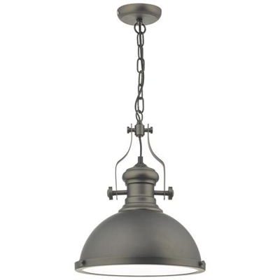 Lampadario A Sospensione In Peltro Antico E Vetro, 1x Attacco E27