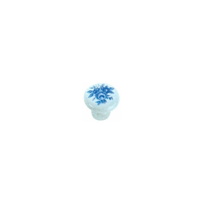 Pomelli per mobili in ceramica tondo con fiore blu