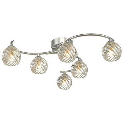 Plafoniera Semi Flush Cromo Lucido Con Vetro Aperto Ritorto, 6x G9