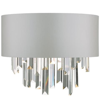 Lampada Da Parete Grigia E Cristallo Con Paralume
