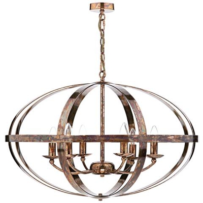 Lampada A Sospensione A Gabbia Rame Petrolio, 6x E14