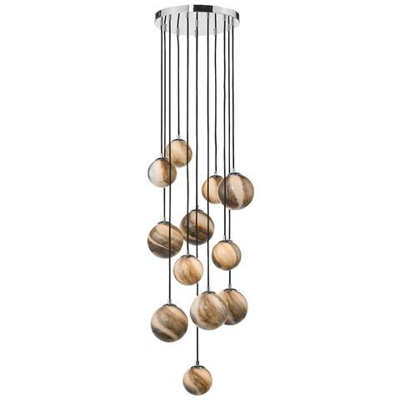 Lampada A Sospensione A Grappolo In Vetro Cromato Lucido 2,5 M, 12x G9