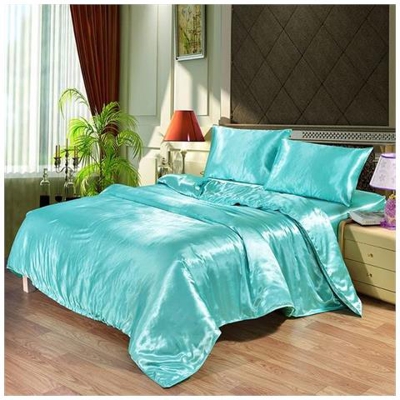 Set Di Biancheria Da Letto Di Seta Di Lusso 4 Pezzi Set Da Letto Matrimoniale In Raso Con Letto King Size Trapunta Trapunta Copripiumino Lenzuola Con Federe E Lenzuolo - Viola / Lenzuolo Piatto / Letto 1,3 M 4 Pezzi [ blu / Lenzuolo Con Angoli / Letto Da