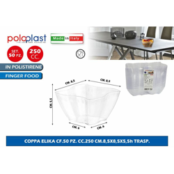 COPPA ELIKA CONF. 50 PZ. CC.250 CM.8,5X8,5X5,5h características