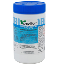 Papillon pastiglie 20 grammi cloro lento al 90%, confezione da 1 kg en oferta