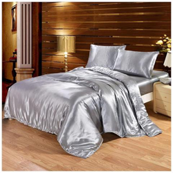 Set Di Biancheria Da Letto Di Seta Di Lusso 4 Pezzi Set Da Letto Matrimoniale In Raso Con Letto King Size Trapunta Trapunta Copripiumino Lenzuola Con Federe E Lenzuolo - Viola / Lenzuolo Piatto / Letto 1,3 M 4 Pezzi [ grigio / Lenzuolo Con Angoli / 2m en oferta