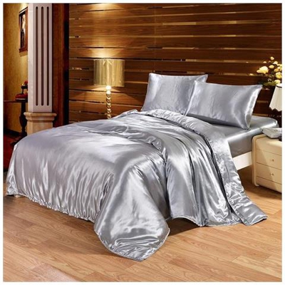 Set Di Biancheria Da Letto Di Seta Di Lusso 4 Pezzi Set Da Letto Matrimoniale In Raso Con Letto King Size Trapunta Trapunta Copripiumino Lenzuola Con Federe E Lenzuolo - Viola / Lenzuolo Piatto / Letto 1,3 M 4 Pezzi [ grigio / Lenzuolo Con Angoli / Letto
