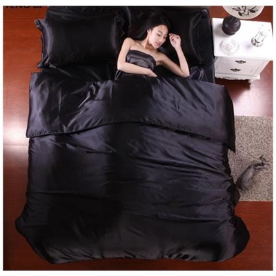 Set Di Biancheria Da Letto In Pura Seta Satinata Al 100%, Set Da Letto King Size In Tessuto Per La Casa, Federe In Lenzuolo Con Copripiumino, Set Di Biancheria Da Letto In Seta - Bianco / King 4 Pezzi [ viola / Regina 4pz]