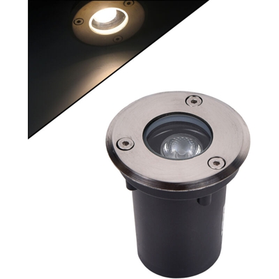 Faretto Segnapasso Led 1W IP65 da incasso rotondo Bianco Caldo 3000K argento