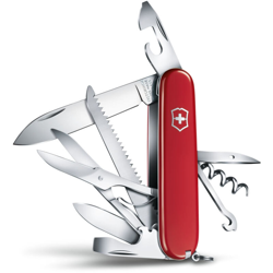 Coltello svizzero Victorinox Huntsman, con forbici e sega per legno, 15 funzioni, per il campeggio, colore rosso precio
