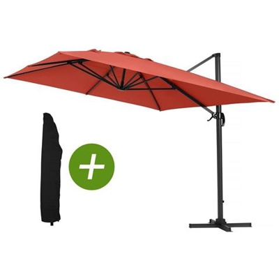 Parasol Garden Deportato Alu ''''sun 4'''' - Rectangle- 3 X 4 M - + Copertine Rosse