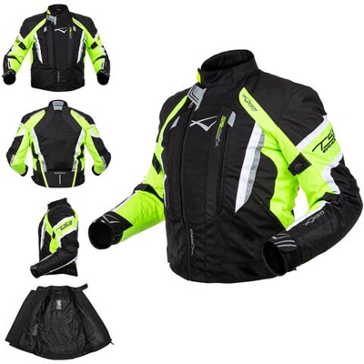 Giacca Cordura Impermeabile Moto Touring Tessuto Sport Sfoderabile Fluo S