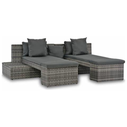 Set Divani Da Giardino 4 Pz Con Cuscini In Polyrattan Grigio en oferta