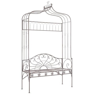 Panchina Da Giardino 122 Cm In Ferro Marrone Anticato